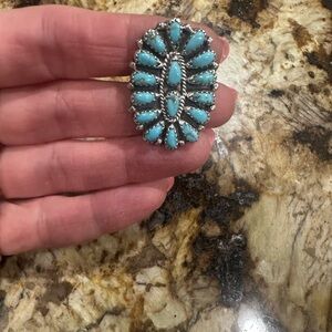 Turquoise and Silver Statement Ring